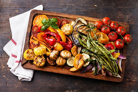 Lebensmittel, Paprika, Tomaten, Auberginen, HD-Hintergrundbild HD wallpaper