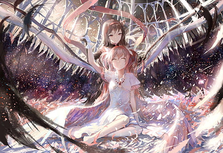 Anime, Anime Mädchen, Mahou Shoujo Madoka Magica, Kaname Madoka, Akemi Homura, Kunstwerk, HD-Hintergrundbild HD wallpaper
