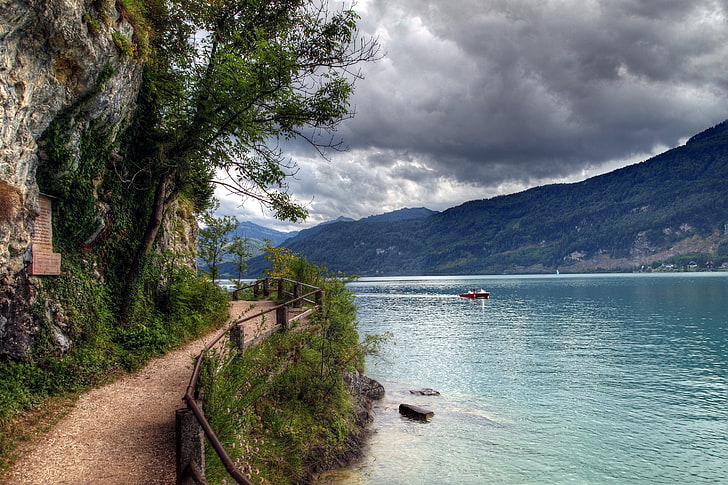 Austria, jezioro, góry, przyroda, jezioro Wolfgangsee, Tapety HD