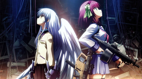 два женских анимационных персонажа, Angel Beats !, Tachibana Kanade, Накамура Юрий, HD обои HD wallpaper