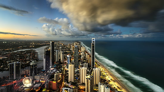 Surfer-Paradies, Stadt von Gold Coast, Stadtbildfoto, Surfer-Paradies, Stadt von Gold Coast, Q1, Australien, Stadt, Wolkenkratzer, Ozean, HD-Hintergrundbild HD wallpaper