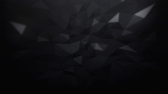 ilustração de cristal preto, minimalismo, triângulo, preto, abstrato, HD papel de parede HD wallpaper