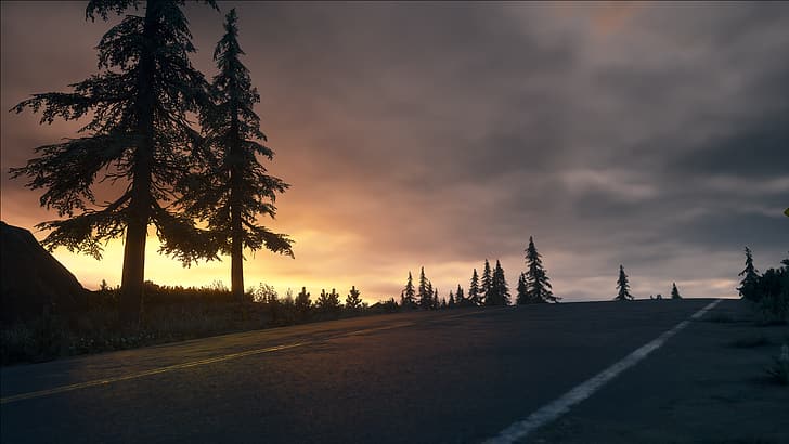 Days Gone, video games, road, sunset, evening glow, HD wallpaper
