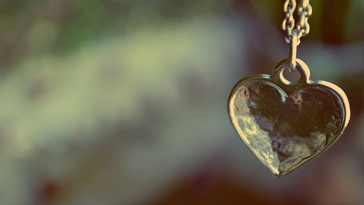 necklace, heart, medallion, love, HD wallpaper