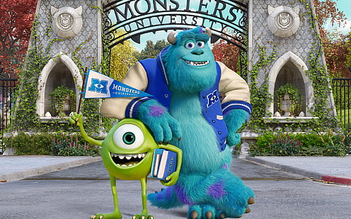 Monsters University HD, monster University James P Sullivan och Mike Wazowski, Monsters, University, HD, HD tapet HD wallpaper