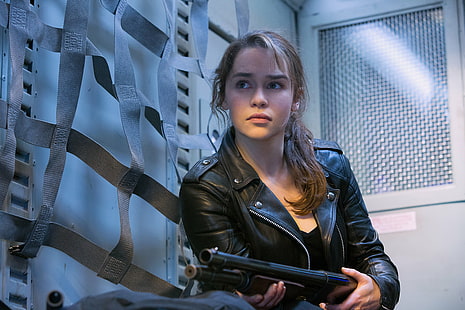Emilia Clarke, Terminator Genisys, Sarah Connor, HD papel de parede HD wallpaper