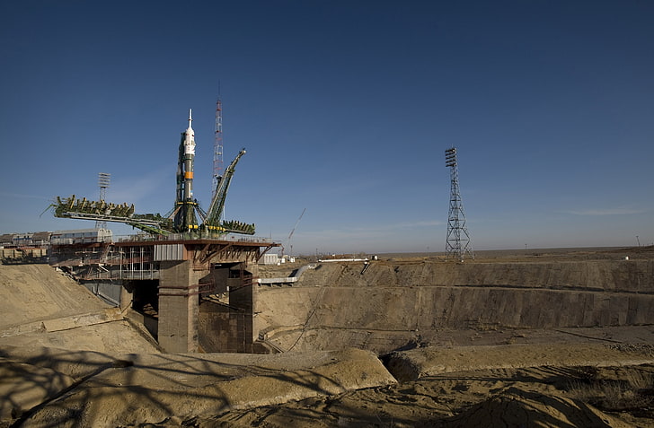rocket, Soyuz, Baikonur Cosmodrome, Gagarin`s launchpad, HD wallpaper