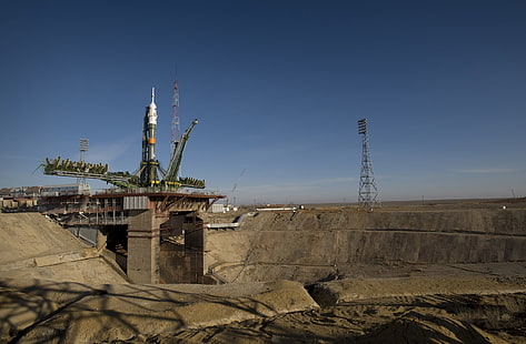ракета, Союз, космодром Байконур, ракета-носител на Гагарин, HD тапет HD wallpaper