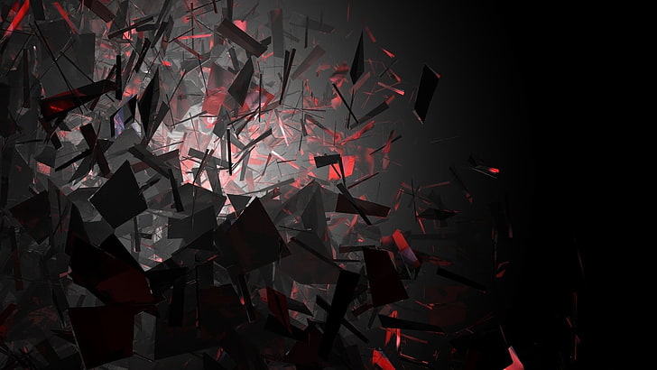 черен и червен графичен тапет, абстрактно, дигитално изкуство, HD тапет