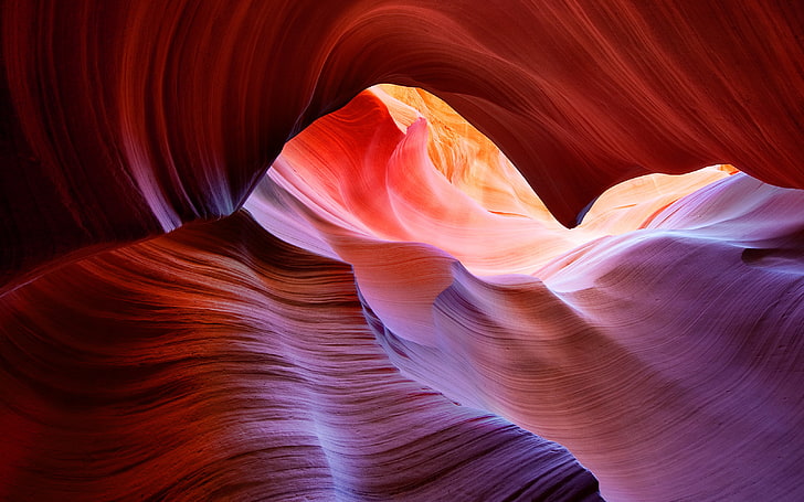 pintura abstrata marrom e bege, Antelope Canyon, formação rochosa, desfiladeiro, natureza, caverna, pedras, resumo, rocha, Arizona, EUA, luz solar, paisagem, vermelho, laranja, HD papel de parede