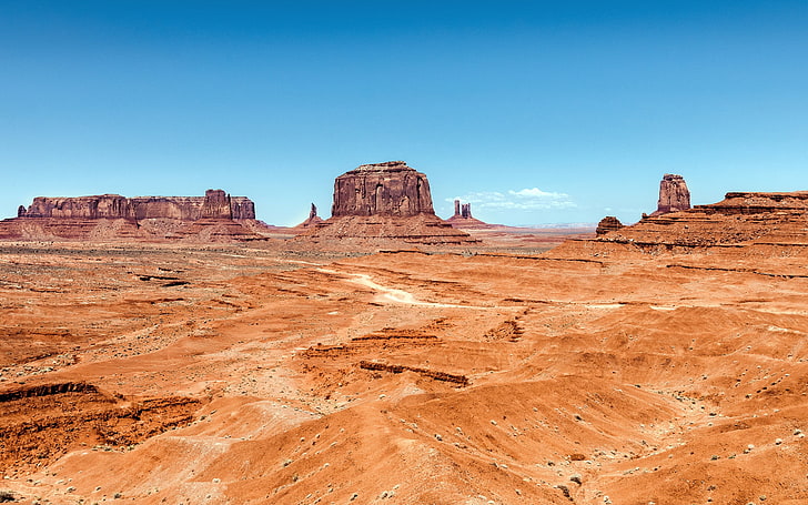 茶色の山、風景、砂漠、岩、自然、モニュメントバレー、 HDデスクトップの壁紙