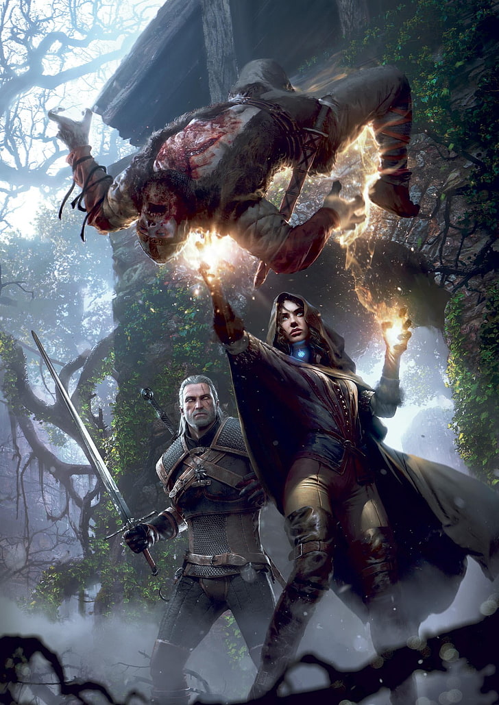 The Witchers Wild Hunt tapet, The Witcher 3: Wild Hunt, videospel, Geralt of Rivia, Yennefer of Vengerberg, HD tapet, telefon tapet