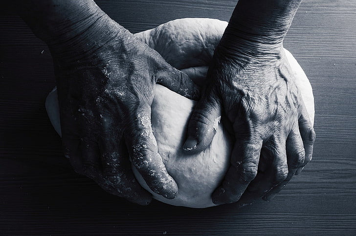 hands, bread, the dough, HD wallpaper