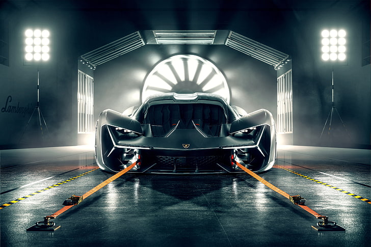 schwarzer Sportwagen Wallpaper, graues Auto, Auto, Fahrzeug, Lamborghini, Prototyp, HD-Hintergrundbild