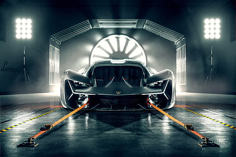 schwarzer Sportwagen Wallpaper, graues Auto, Auto, Fahrzeug, Lamborghini, Prototyp, HD-Hintergrundbild HD wallpaper
