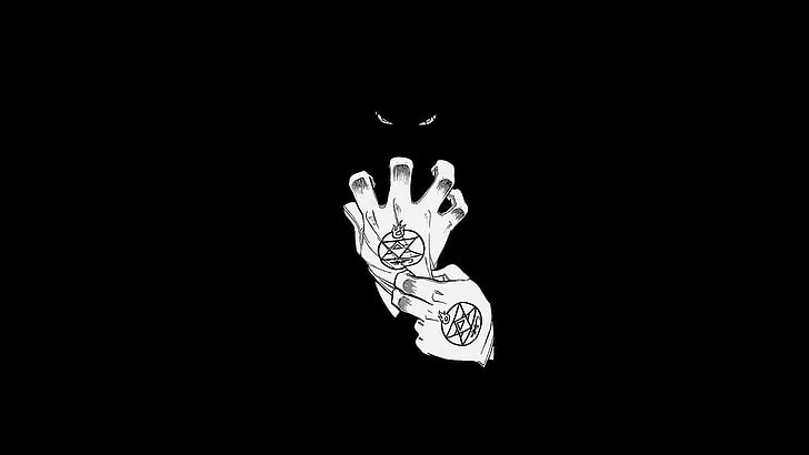 илюстрация на чифт ръце, Алхимик на пълен метал, Рой Мустанг, HD тапет