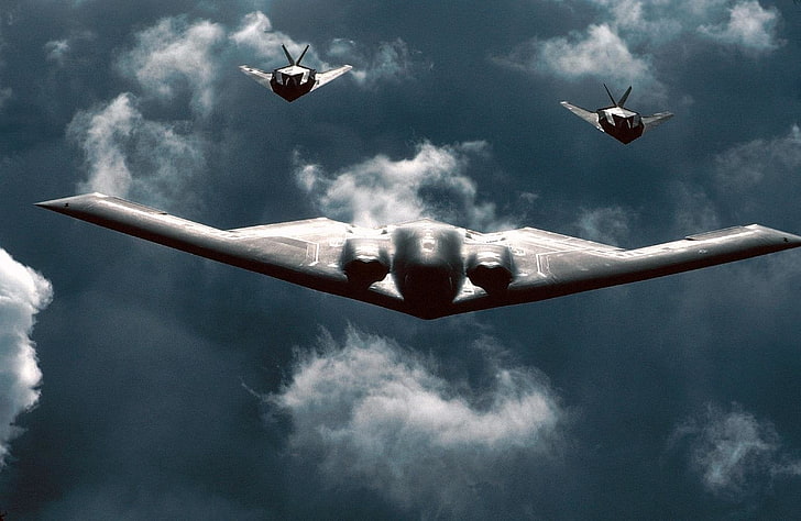 grå stealth stridsflygplan, bombplan, Northrop Grumman B-2 Spirit, flygvapen, flygplan, flygplan, militär, HD tapet