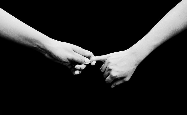 två personer som håller varandra, händer, par, bw, ömhet, HD tapet