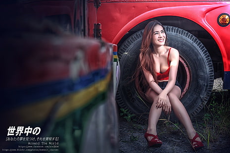 portret, Azjatki, kobiety, Tajlandia, samochód, Tapety HD HD wallpaper