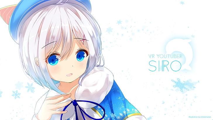 dennou shoujo youtuber siro โมเอะตาสีฟ้าผมขาว Anime, วอลล์เปเปอร์ HD