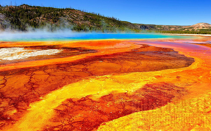 Yellowstone Geyser Hd Wallpaper With Warm Colors For Mobile Phones And Laptops, HD wallpaper