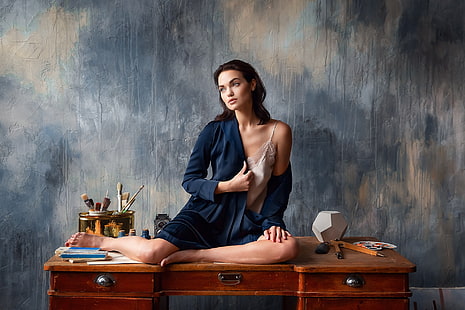 pose, model, Girl, legs, sitting, Yaroslav, Anastasia Barmina, HD wallpaper HD wallpaper