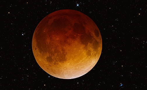 Полное Лунное Затмение, полная луна, Космос, Луна, Красивая, Звезды, Космос, Затмение, HD обои HD wallpaper