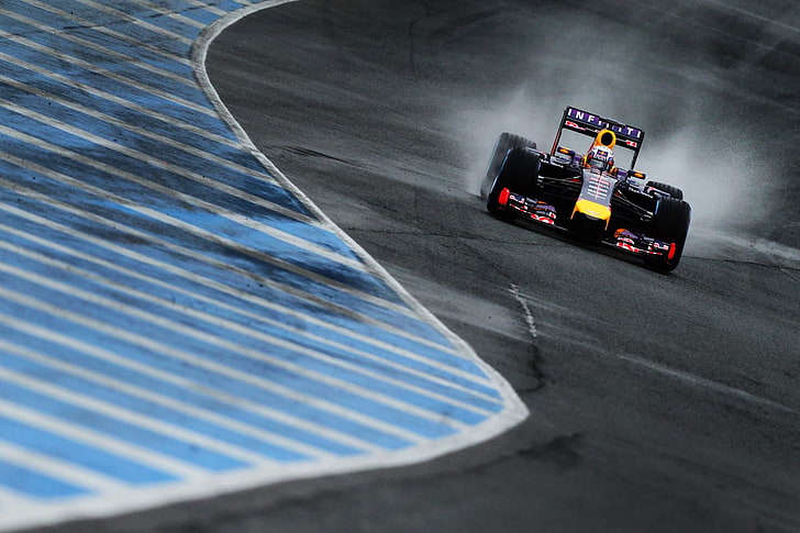 black and red Formula1 vehicle, Formula 1, Red Bull, Red Bull Racing, race cars, racing, car, vehicle, HD wallpaper
