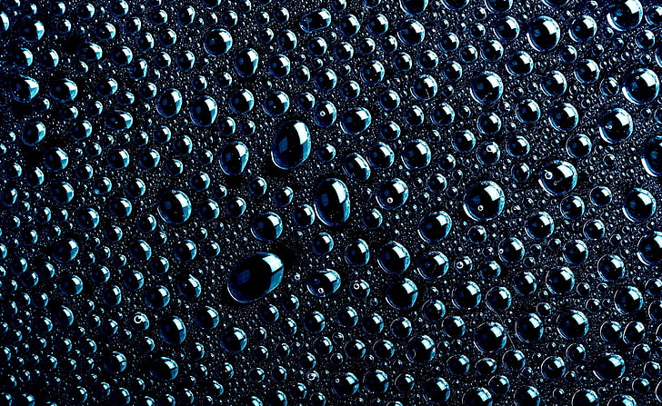 Schwarzer Tropfen-Hintergrund, Wassertropfentapete, Elemente, Wasser, Tropfen, Schwarzes, Hintergrund, HD-Hintergrundbild