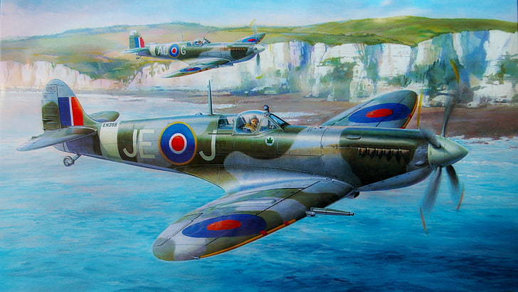 World War II, military, aircraft, military aircraft, UK, airplane, spitfire, Supermarine Spitfire, Royal Airforce, HD wallpaper