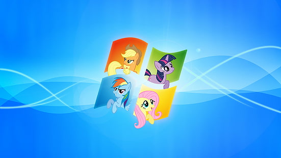 My Little Pony, mlp: fim, Applejack, Twilight Sparkle, Rainbow Dash, Fluttershy, HD wallpaper HD wallpaper