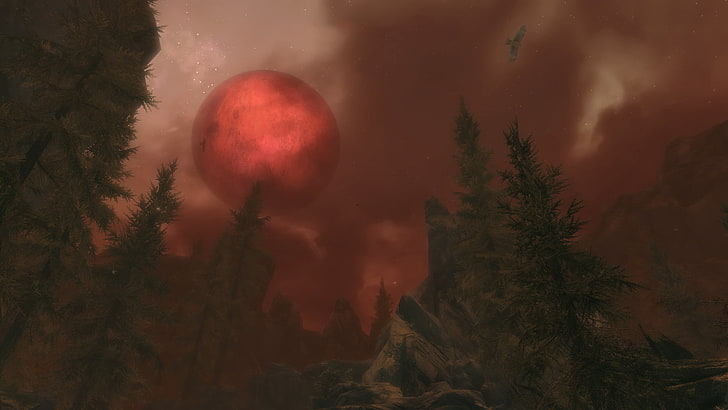 blood moon, The Elder Scrolls V: Skyrim, video games, Blood moon, HD wallpaper