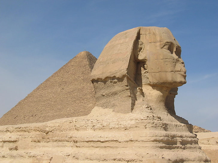 Великият сфинкс в Гиза, Египет, пейзаж, сфинкс, пирамида, Египет, HD тапет