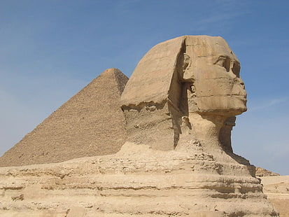 The Great Sphinx of Giza, Egypt, landscape, sphinx, pyramid, Egypt, HD wallpaper HD wallpaper