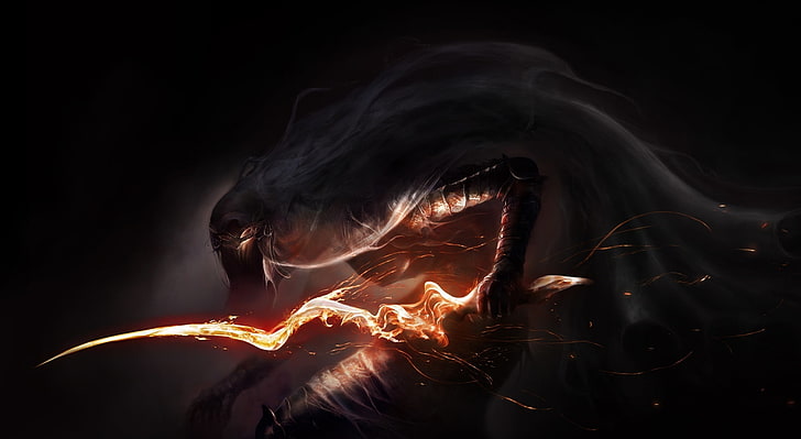 Dark Souls III Monster Concept, fictional character holding fire sword digital wallpaper, Games, Other Games, dark souls, iii, concept, monster, new, awesome, cool, beautiful, HD wallpaper