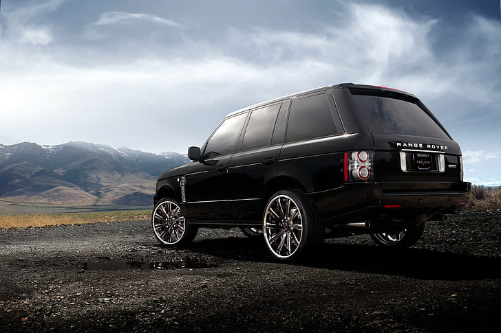 Réglage du Range Rover, Range Rover, Land Rover, voiture, roues, Mise au point, montagnes, nuages, paysage, Fond d'écran HD