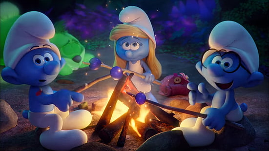 Smurfette Brainy Hefty and Hefty Smurfs In the Movie The Lost Village Screenshot 1920 × 1080, HD тапет HD wallpaper