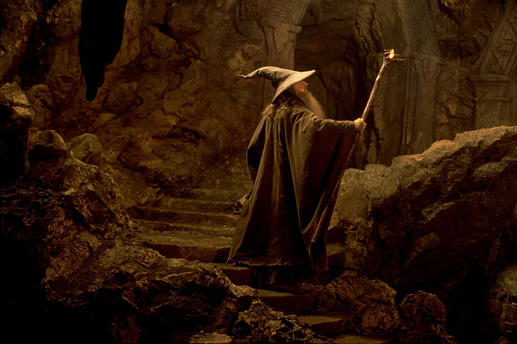 Der Herr der Ringe, Filme, Gandalf, Moria, Zauberer, Der Herr der Ringe: Die Gefährten des Rings, Minen von Moria, HD-Hintergrundbild