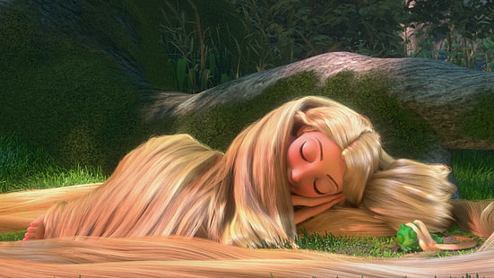 Заплетена Disney Blonde Sleep HD, филми, сън, блондинка, Disney, заплетена, HD тапет HD wallpaper