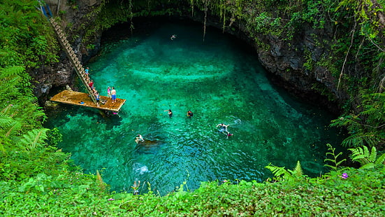 остров Уполу, Самоа, остров Уполу, Самоа, пещерный обвал, HD обои HD wallpaper
