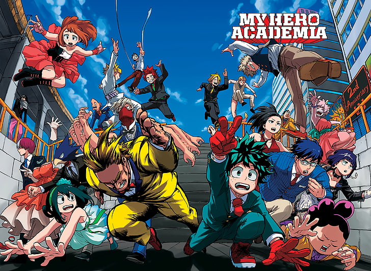 Meine Heldenakademie, Izuki Midoriya, Tokinori Yagi, Ochako Uraraka, Tenya Iida, Anime, HD-Hintergrundbild