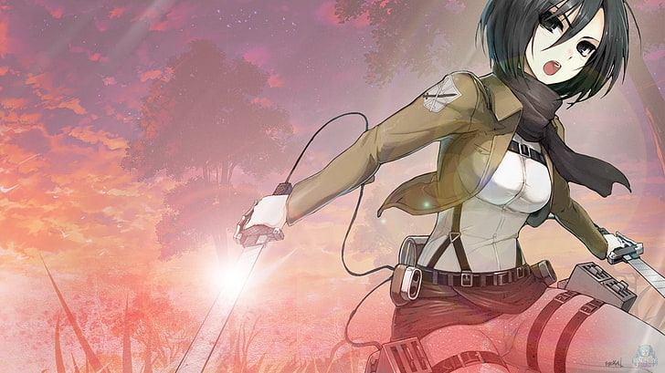 Attack on Titan female character screenshot, Anime, Attack On Titan, Mikasa Ackerman, HD wallpaper