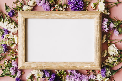  flowers, background, spring, frame, Board, pink, HD wallpaper HD wallpaper