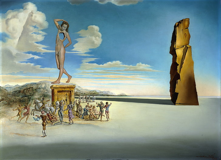 surrealismo, imagen, Salvador Dali, La Deidad de la Bahía de las Rosas, Fondo de pantalla HD