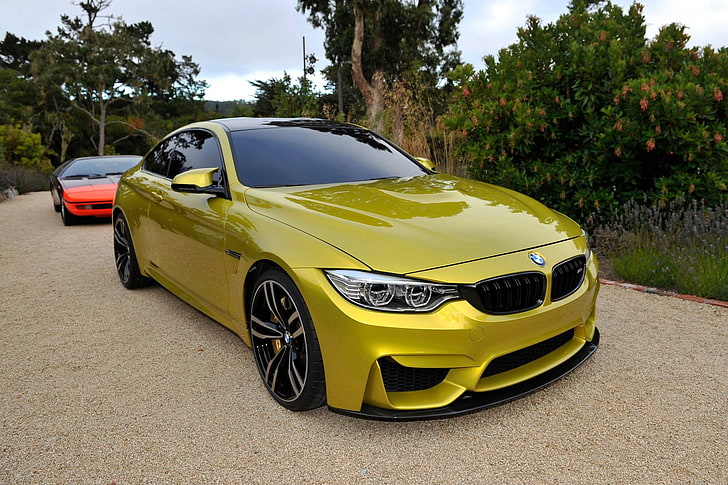 żółty Buick coupe, samochód, BMW, BMW M4 Coupe, BMW M4, pojazd, Tapety HD