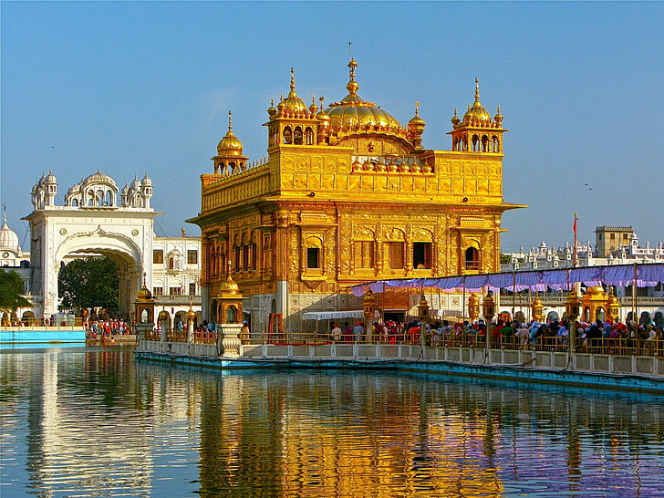 Templos, Harmandir Sahib, Amritsar, Templo Dorado, India, Fondo de pantalla HD