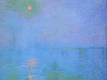 пейзаж, картина, Клод Моне, Мост Чаринг-Кросс.Туман на Темзе, HD обои HD wallpaper