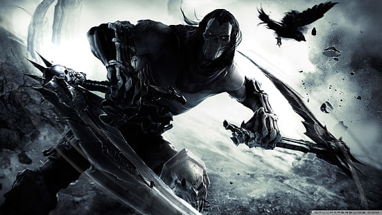 manusia dengan senjata pedang, Darksiders, Darksiders 2, game PC, video game, kematian, Wallpaper HD HD wallpaper
