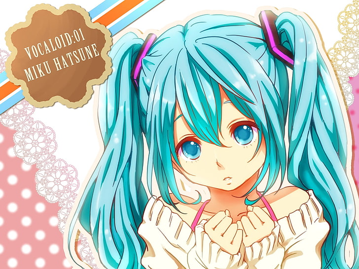 teal-haired female character, vocaloid, girl, look, sad, sweet, HD wallpaper