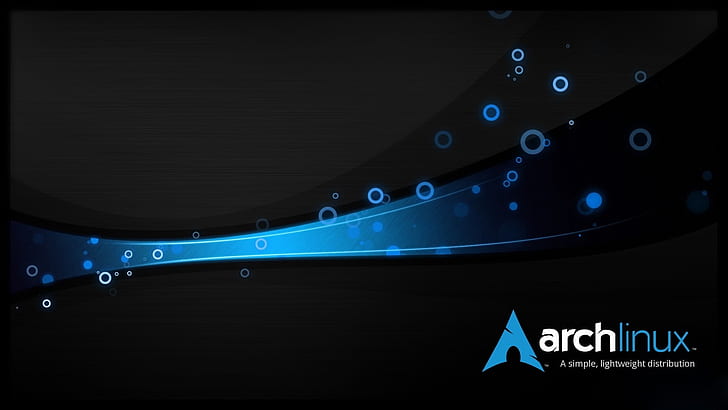 linux, archlinux, os, biru, hitam, logo, Wallpaper HD